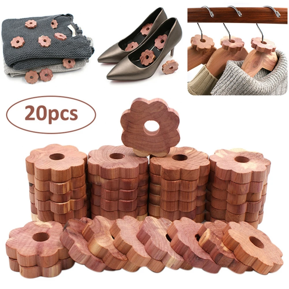 

20 Pcs Cedar Wood Block Cedar Wood Ring Wood Round Piece Wardrobe Natural Pure Insect Repellent Camphor Moth Ball