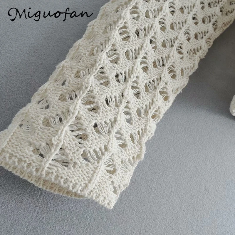 Miguofan однотонные Вязаные Короткие кардиганы женские свитера джемперы с вырезами