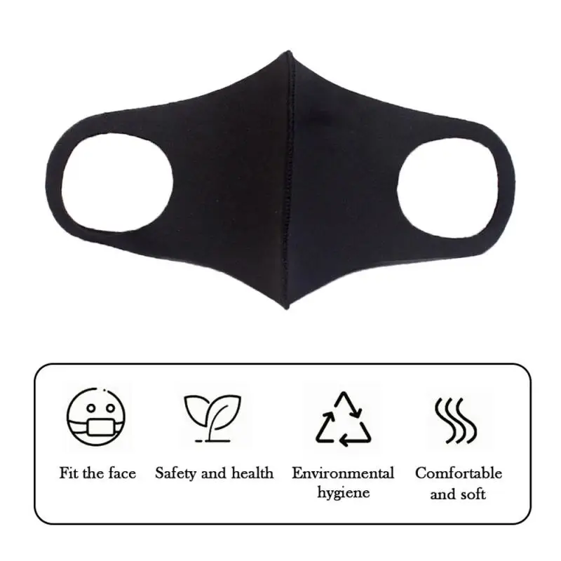 1/2/6 унисекс черная маска для рта Пылезащитная дышащая анти лица