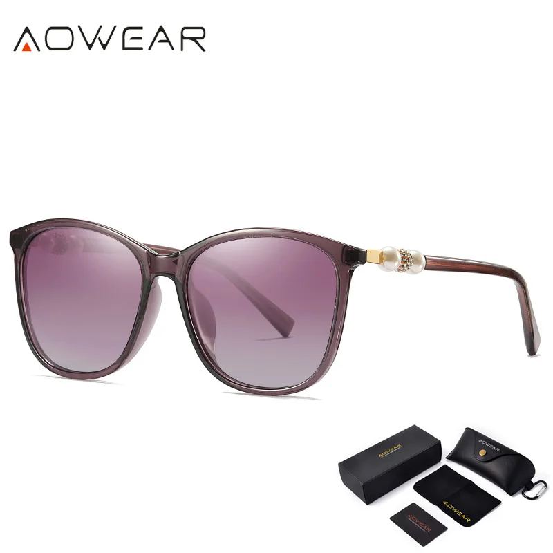 C1 Purple AOWEAR, винтажные Поляризованные солнцезащитные очки, женские, для вождения, прозрачные, солнцезащитные очки,, новые дизайнерские очки, оттенки, UV400, очки, Gafas De Sol - Цвет линз: C1 Purple