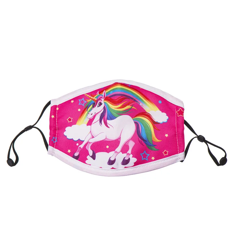 Маска детская с мультяшным принтом единорога Мягкая тканевая многоразовая