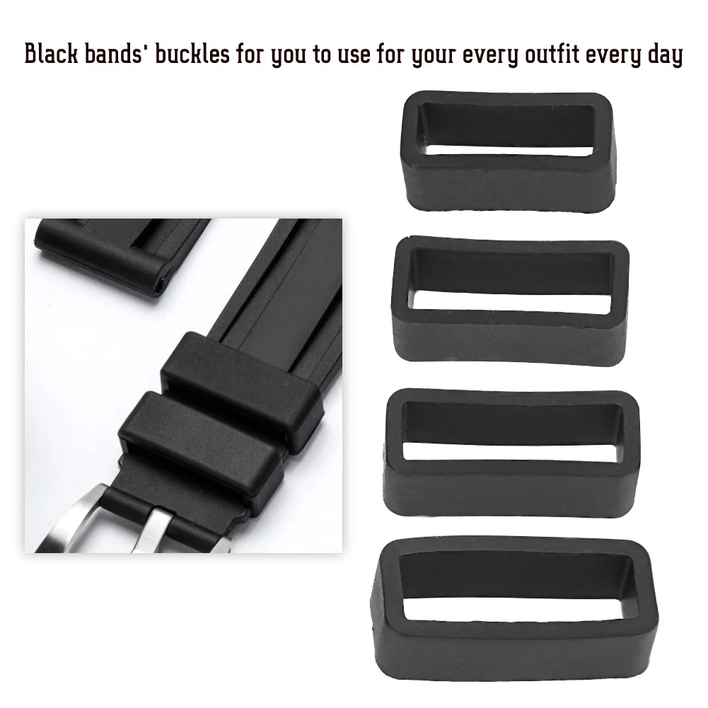4 шт./компл. черный силиконовый ремешок для часов петля застежка ремня