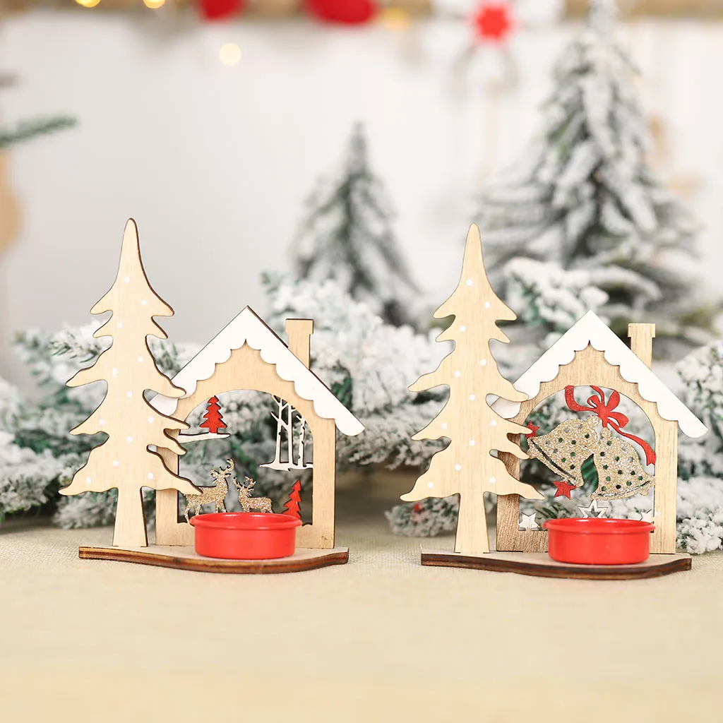 Креативный Diy Рождественский деревянный подсвечник настольный стол украшение