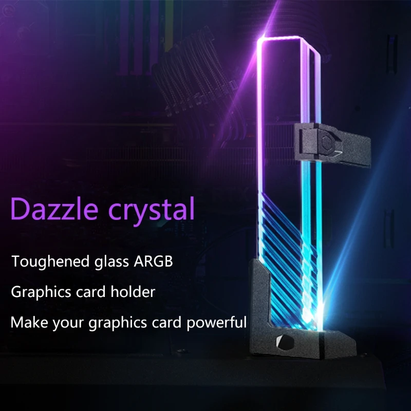 

Magnetic Support Frame ARGB Sync jack Cooler Master Dazzling Crystal Graphics Card Bracket Tempered Glass