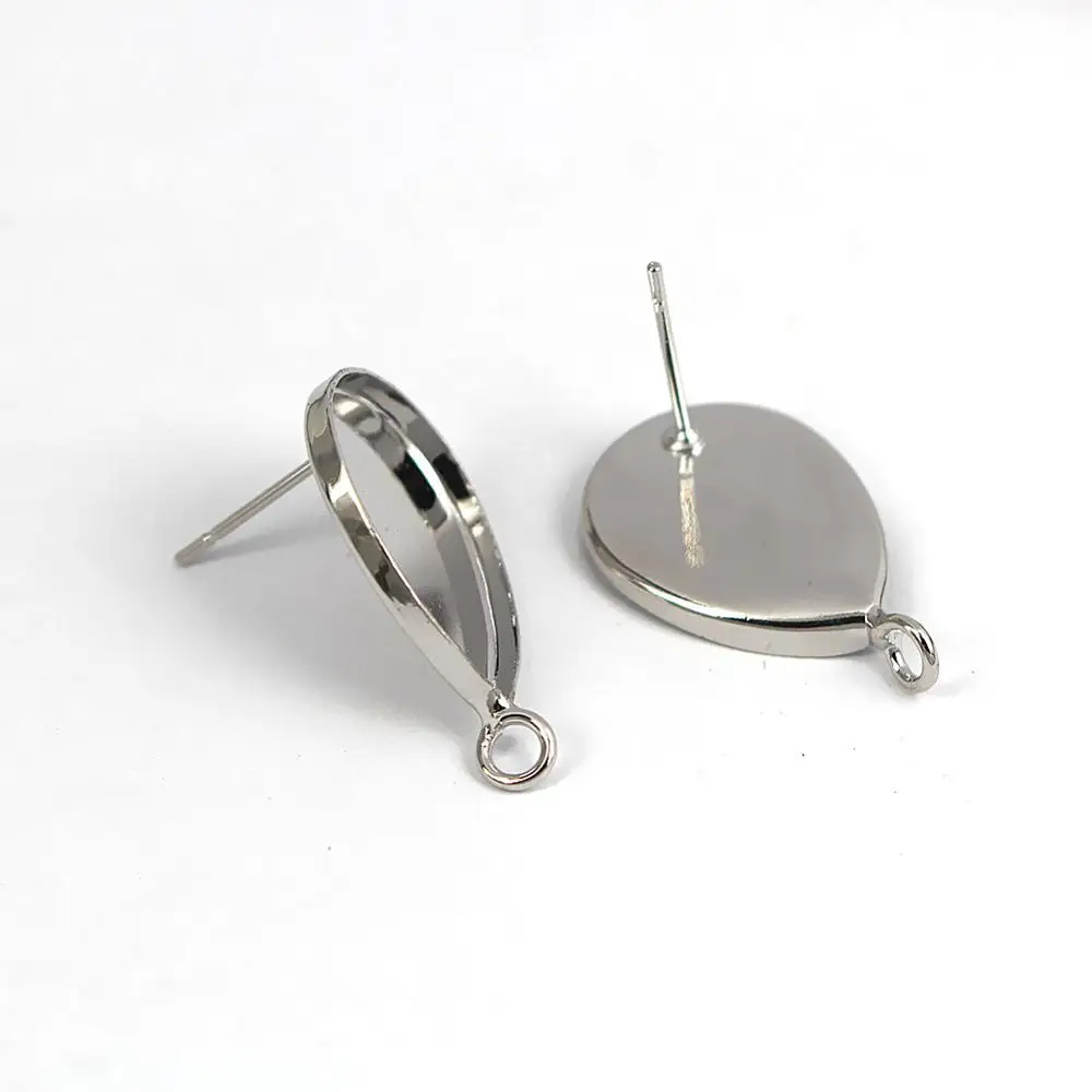 Пустые серьги-подвески глубокий каплевидный ободок с петлей сбоку Подвесные