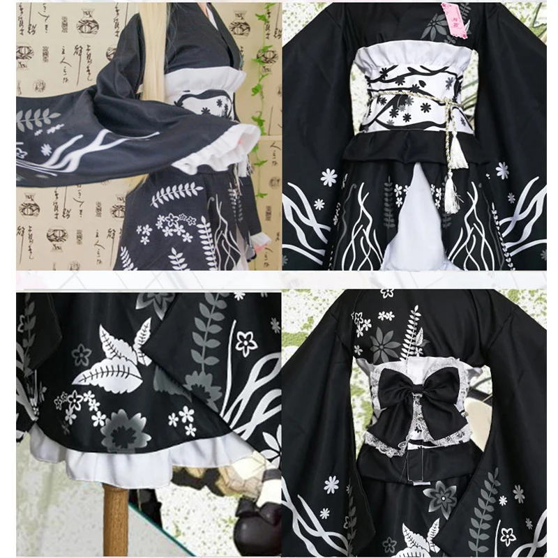 

Anime Yosuga no Sora Kasugano Sora Cosplay Costumes Summer Festival Lolita Kimono Bathrobe Yukata Meidofuku Maid Dress C156