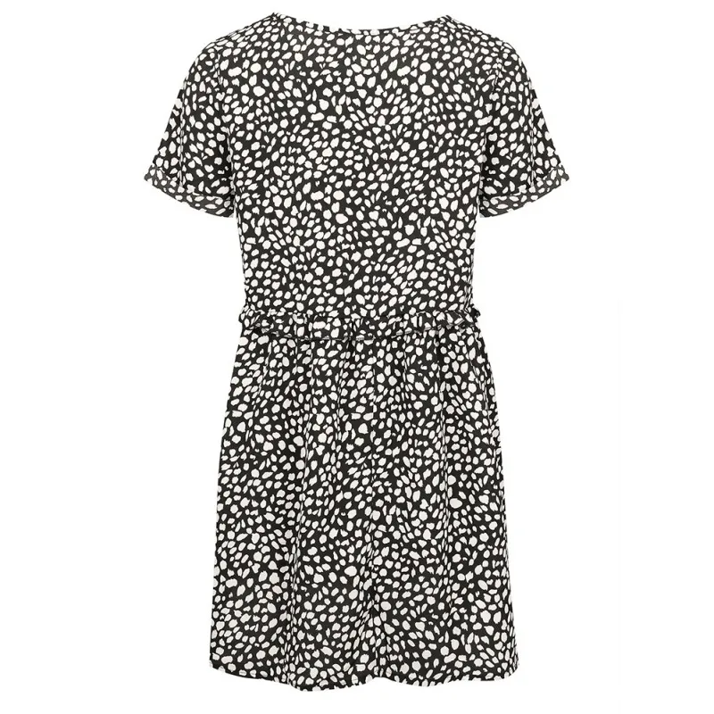 Женское летнее платье с коротким рукавом принтом рюшами свободное Повседневный