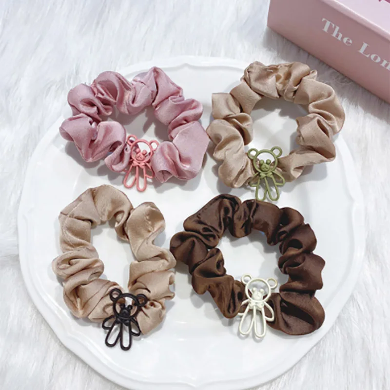 

New Girl Cute Hair Accessories High Elastic Hair Tie Rope Hair Ring Bear-shaped Decorate Elastic Hair Bands Headband 4pcs