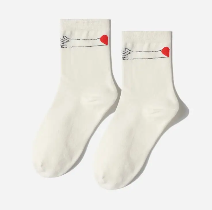 Харадзюку Смешные Женские носки с героями мультфильмов Sad Foot Узорные Носки Унисекс
