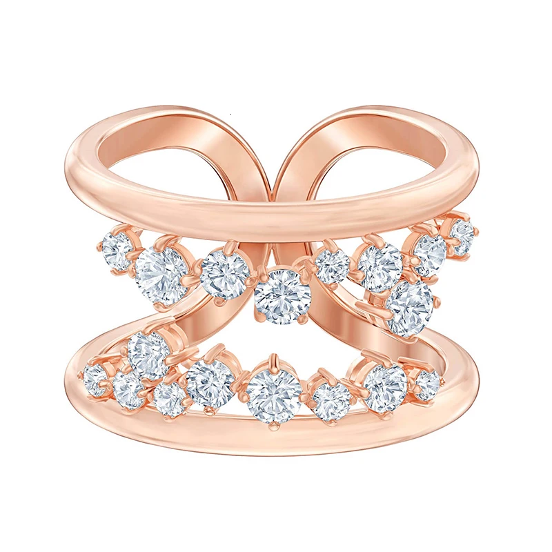 

SWA Fashion Jewelry Original Luxury Camellia Rose Gold Hollow Crystal Bracelet Dragonfly Crown Female Ring Romantic Gift