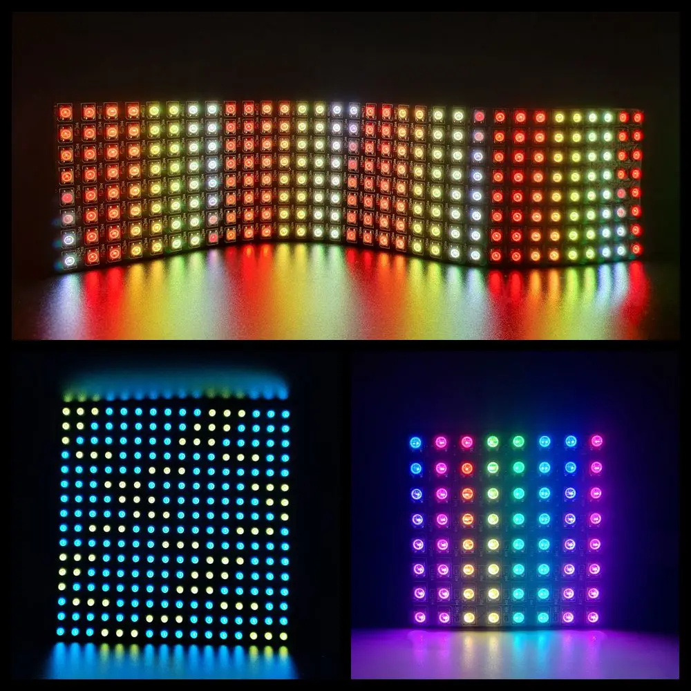 Светодиодный модуль WS2812 8x8 16x16 8x32 пикселей матричный экран RGB SMD5050 гибкий сделай