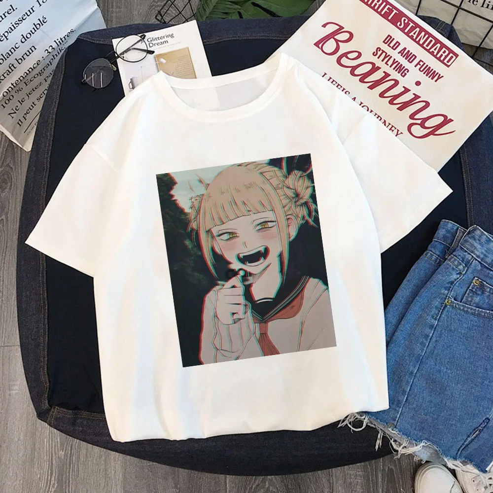 

Summer New Ahegao Harajuku Graphic T Shirt Women My Hero Academia Anime Senpai T-shirt Hentai Himiko Toga Tshirt Tee Tops Female