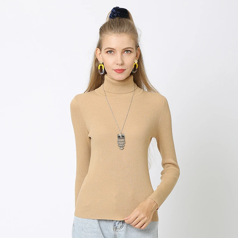 

10 Color Spring High Neck Women's Sweaters Outfits Knitted Pullover Soft Primer Long Sleeve Casual Slim-Fit Tops Ladie Jumper