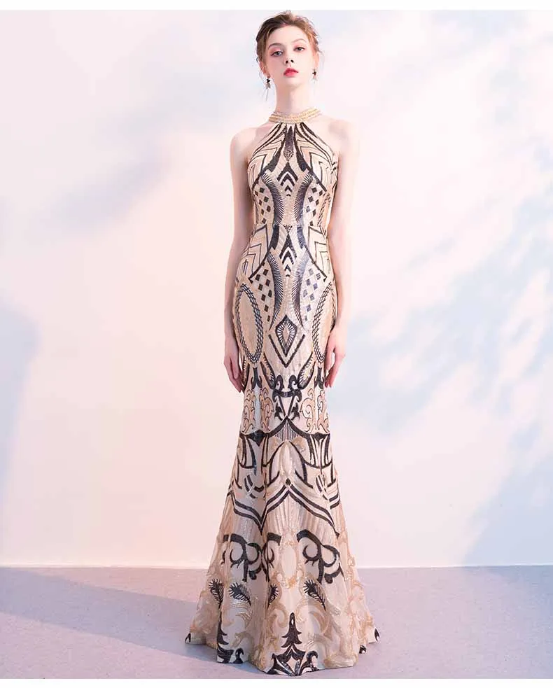 Женское вечернее платье с узорчатым принтом SOLOVEDRESS длинное облегающее в стиле