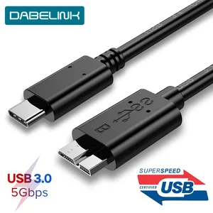 Кабель Micro B USB C 3,0, 5 Гбитс, внешний жесткий диск, HDD кабель для Samsung S5 Note3 Toshiba WD Seagate HDD Data USB3.1, кабели