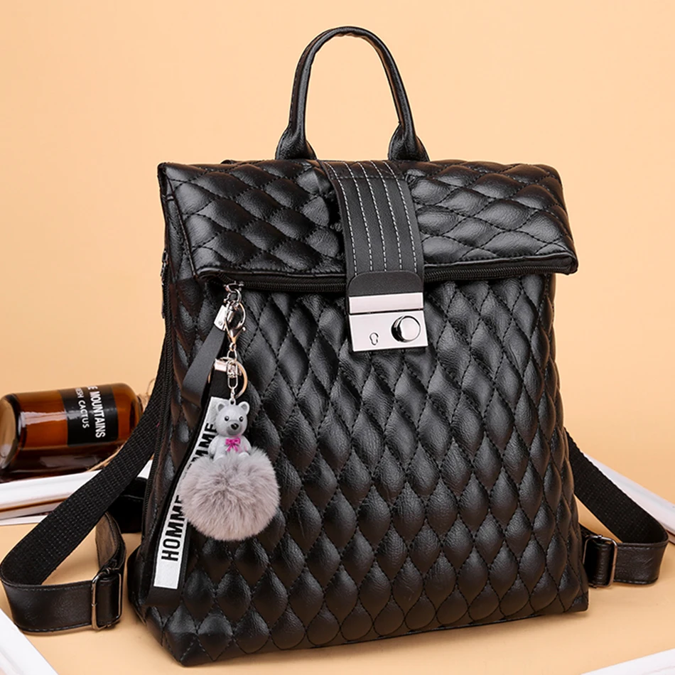 

Женский рюкзак в клетку с бриллиантами, кожаный брендовый школьный дорожный рюкзак для женщин, сумка на плечо для дам, 2021