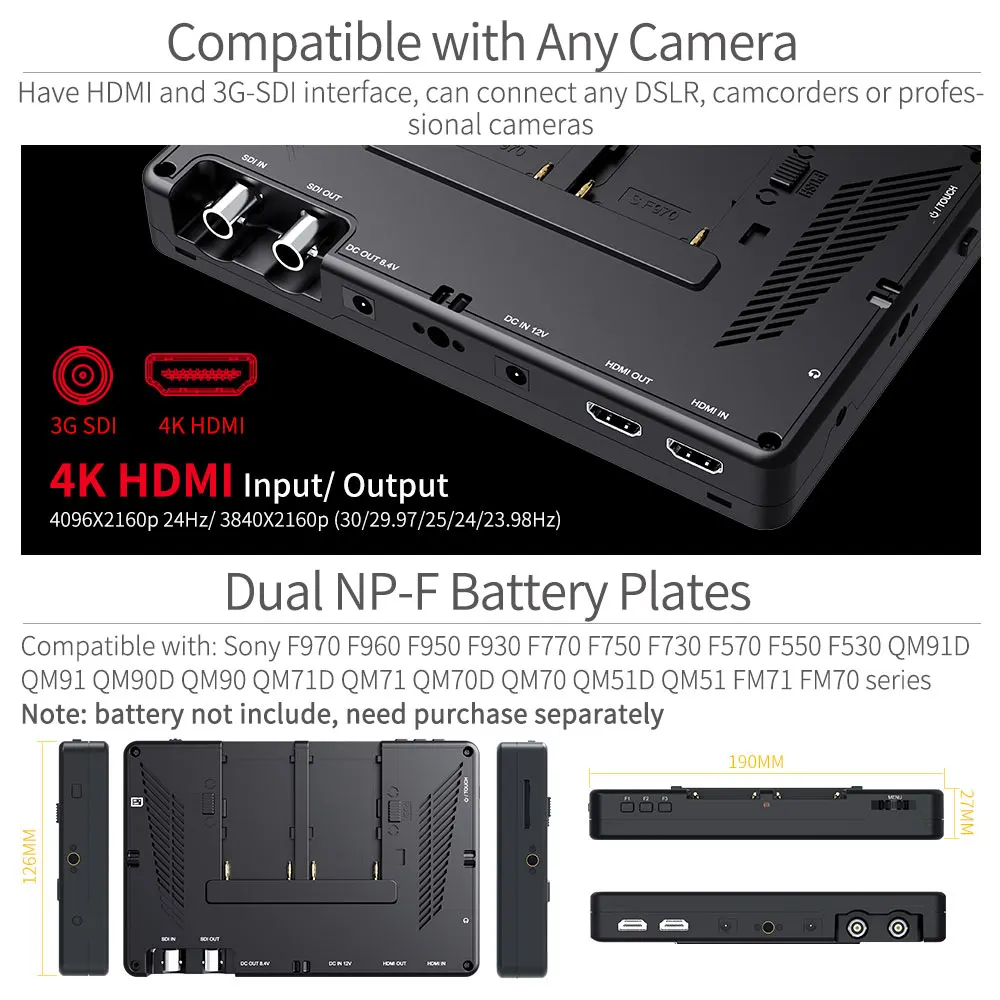 7-дюймовый 2200nit Ультраяркий сенсорный экран SDI FEELWORLD LUT7S полевой монитор камеры DSLR