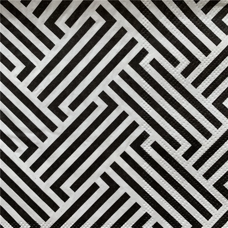 Пищевые Бумажные салфетки для стола Элегантные черный и белый винтажный узор