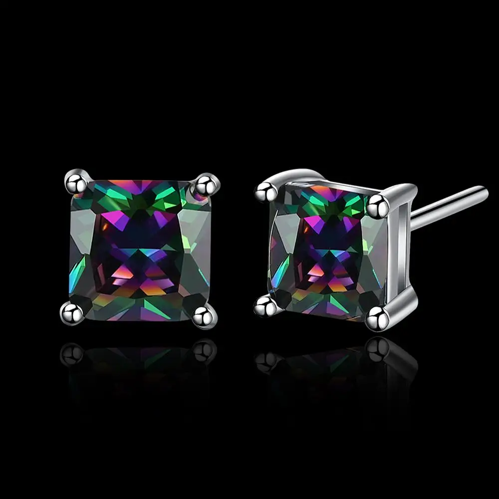 

Rainbow Colorful Shinning Zircon Stud Earrings for Women Wedding Party Studs Fashion Jewelry Drop Shipping Wholesale