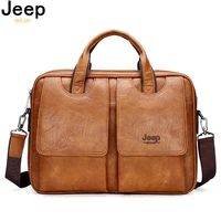 jeep buluo mens bags briefcase travel easy to carry multifunctional large handbag 14 inch computer split leather man big bag