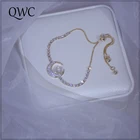 Новое поступление, элегантный циркониевый браслет QWC с Луной и звездой, медное позолоченное покрытие для женщин и девушек, милый подарок, винтажные очаровательные модные ювелирные изделия