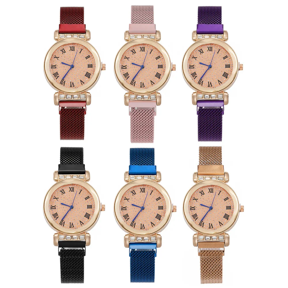 Модные роскошные женские часы стразы повседневные кварцевые наручные с ремешком