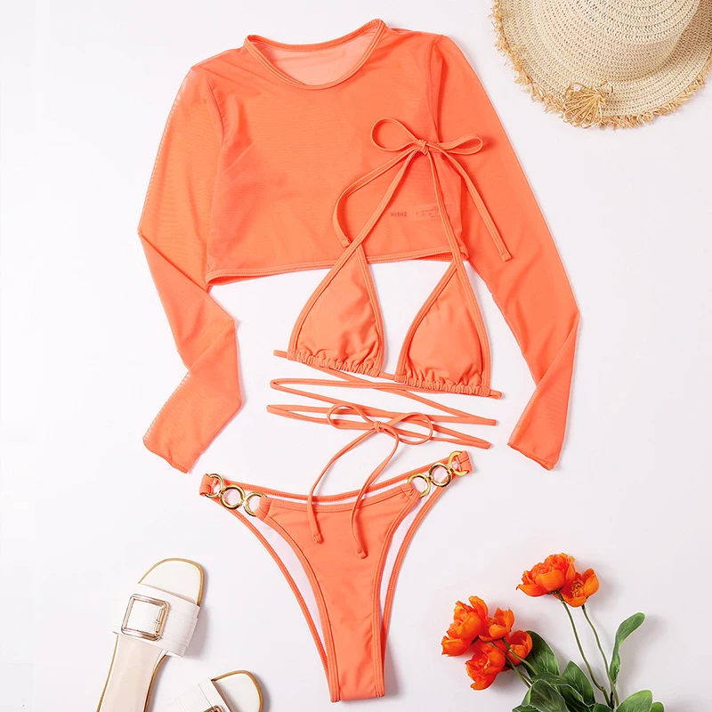 Женский купальник с длинным рукавом цепочкой | Женская одежда