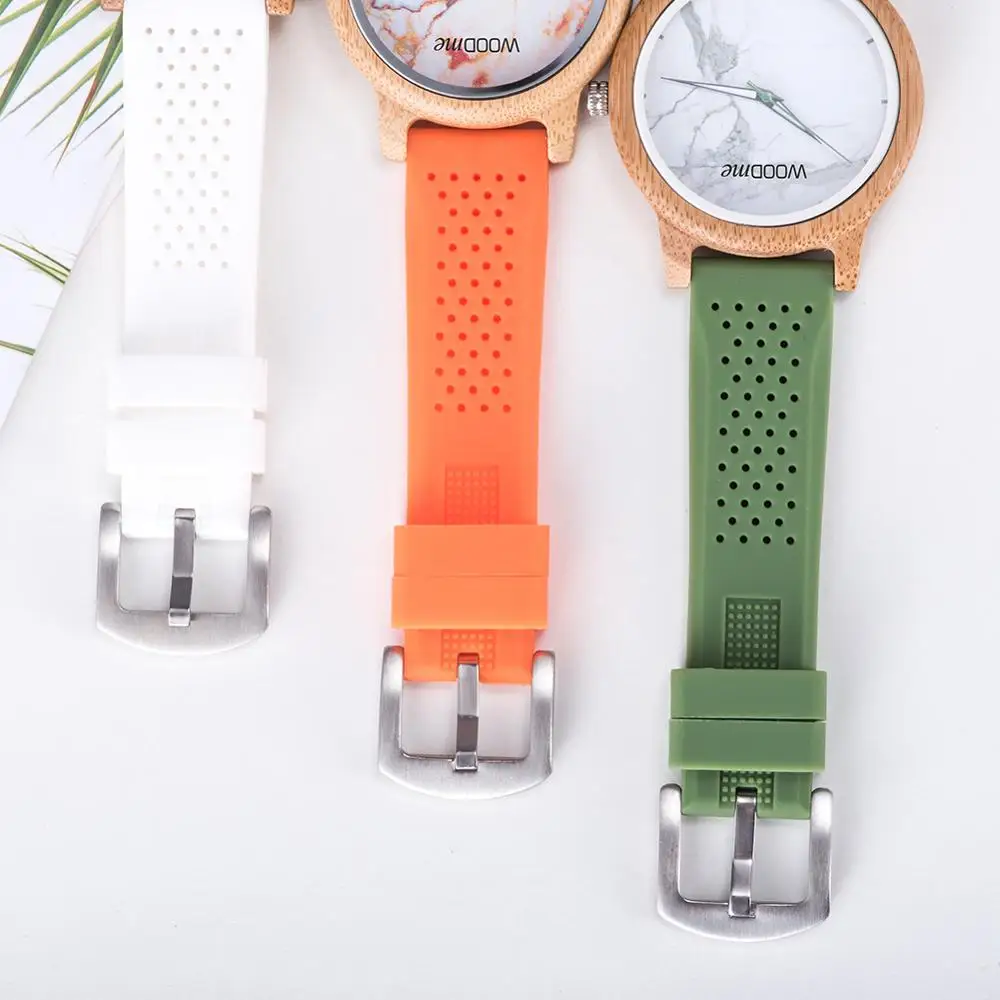 

reloj hombre Men's Bamboo Watches Casual Luxury Clock's Silicone Band Male Japan Movement Quartz Wristwatches For Him Gifts