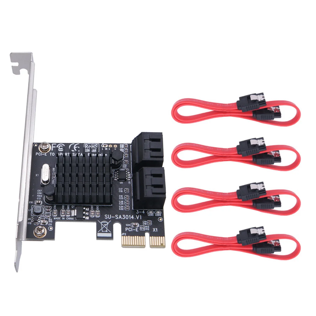 PCIE к SATA карта PCI E адаптер Express SATA3.0 расширения 4 порта SATA3 для Marvell 88SE9215 чип SSD HDD IPFS