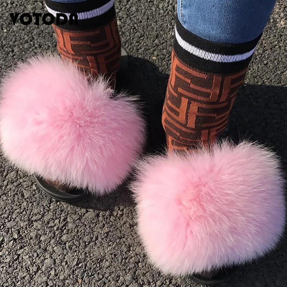 Шлепанцы женские однотонные меховые сандалии для дома и пляжа пушистые сланцы
