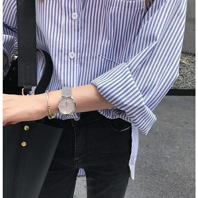 Женская рубашка в Вертикальную Полоску с длинным рукавом |