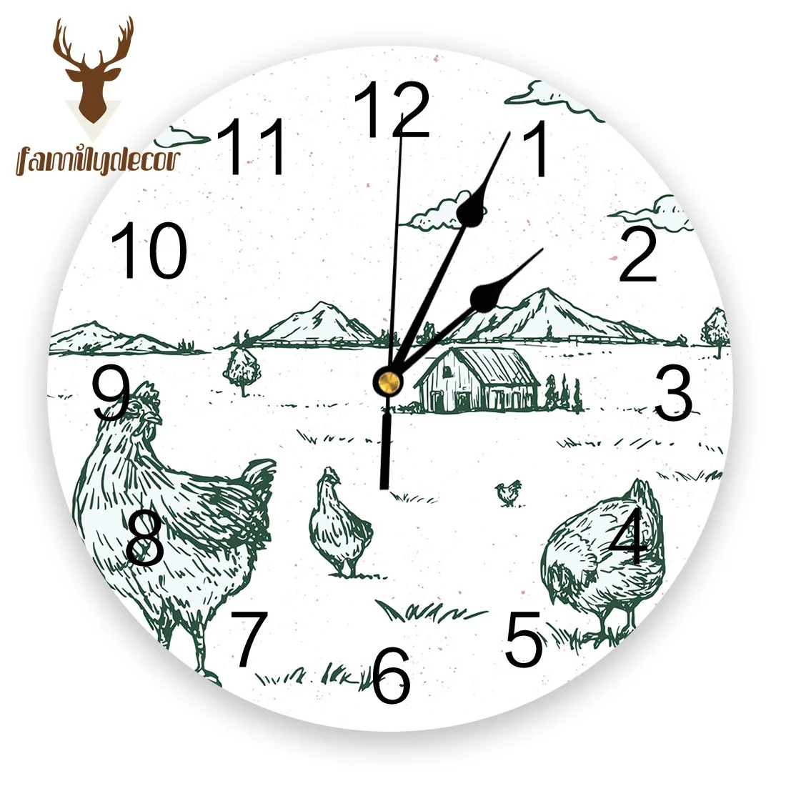 Кантри граффити куриный холм Дом ПВХ настенные часы современный дизайн домашний