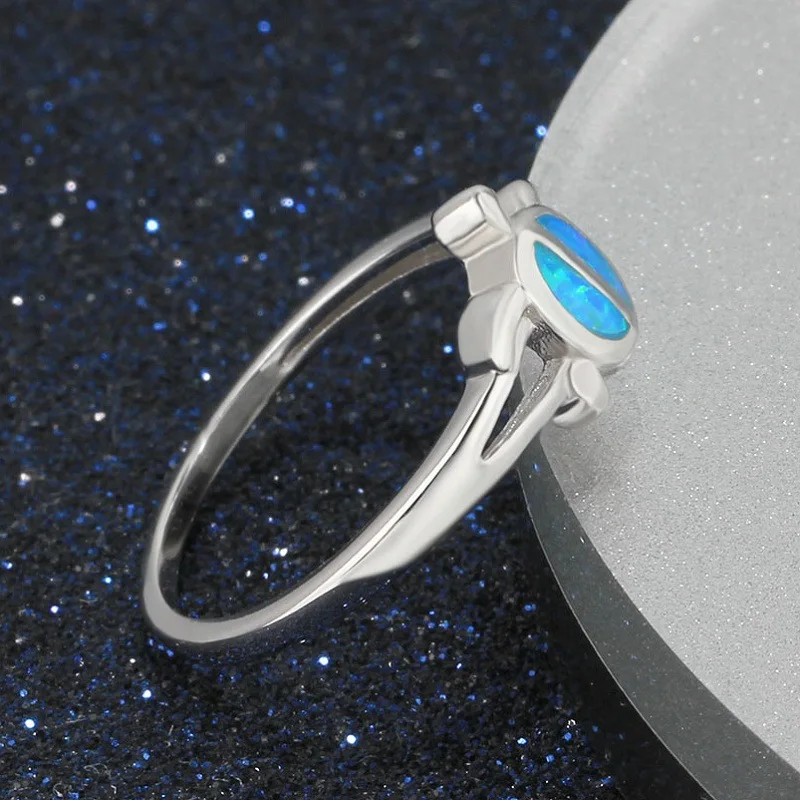 Женское кольцо на палец модный синий опал в виде черепахи|Кольца| |