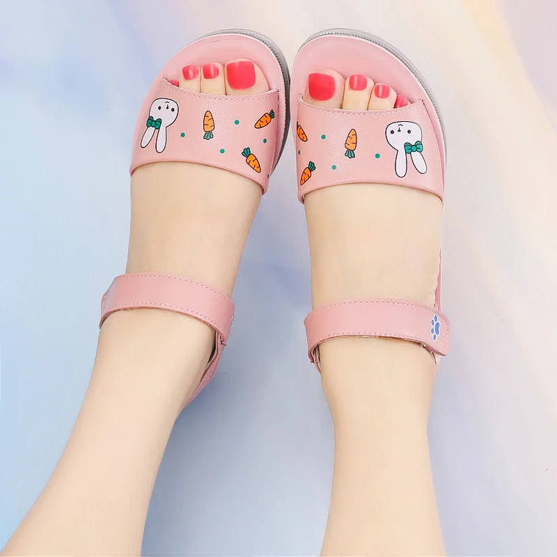 

All-Match Low Sandals Woman Leather Shoes 2021 Summer Suit Female Beige Anti-Skid Large Size Soft Low-heeled Fashion Black Sport