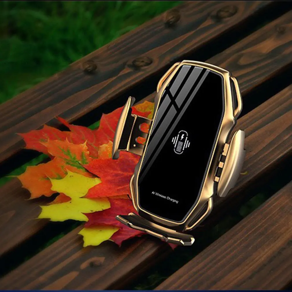 

Universal 10W Automatic Clamping Car Wireless Charger For iPhone 11 12 XS Huawei Infrared Induction Fast Wireless Charger Car
