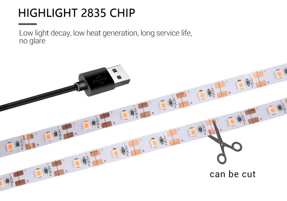 Светодиодный светильник для выращивания растений, 5 В, USB, 5 м, 2835, полный спектр, фитолампа для выращивания растений, для помещений, теплица, гидропонный светильник для выращивания растений, s