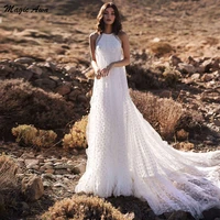 magic awn 2021 boho wedding dresses spot tulle illusion princess beach bridal gowns simple sweep train customized abito da sposa