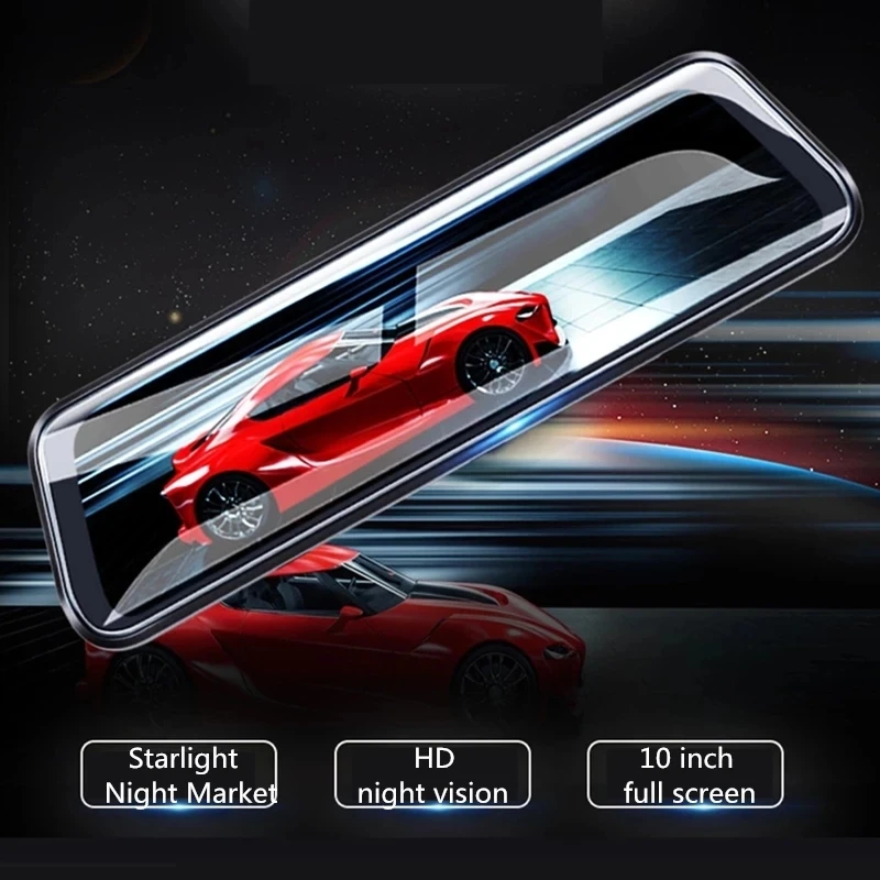 

Car Camera Driving Recorder 10 Inch Rearview Mirror 1080P HD Rear View Camera Night Vision Dual Lens Dash Cam Reversing Image