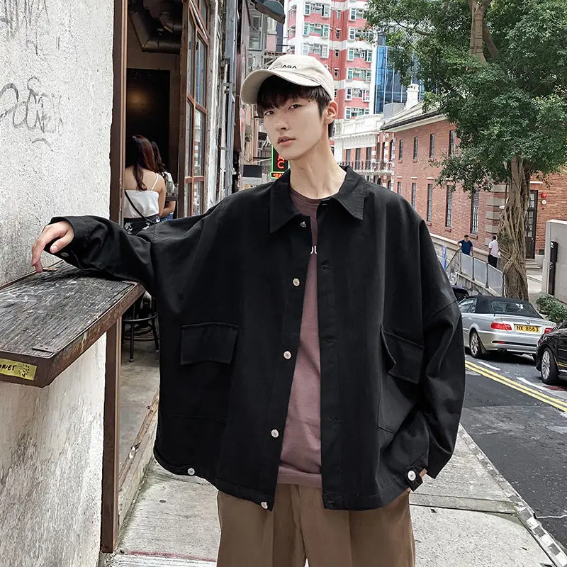

2020 Spring And Autumn New Youth Popular Solid Color Loose Retro Lapel Workwear Jacket Fashion Casual Top Jacket M-2XL