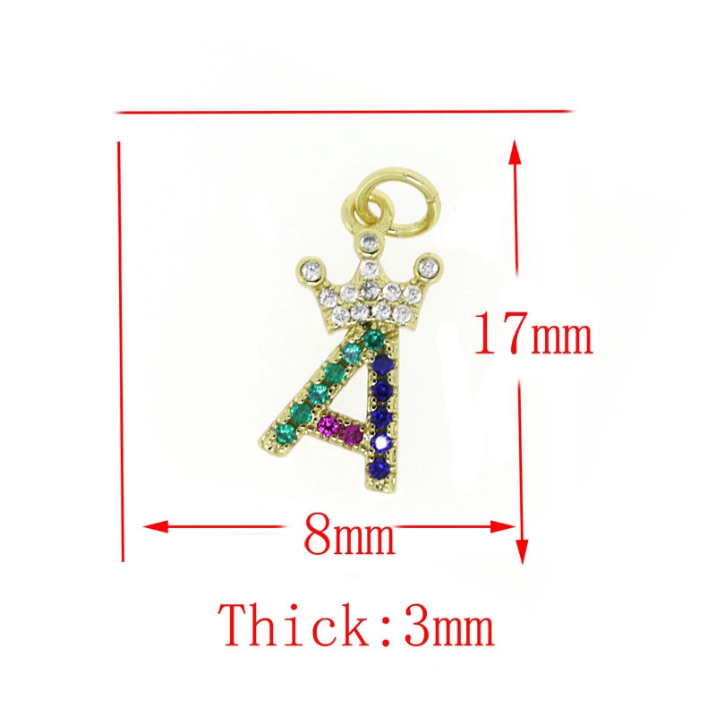 

5 pcs/lot 26 initial alphabet letters name paved cubic zircon cz charm plated gold crown pendant charm jewelry DIY Findings 2021