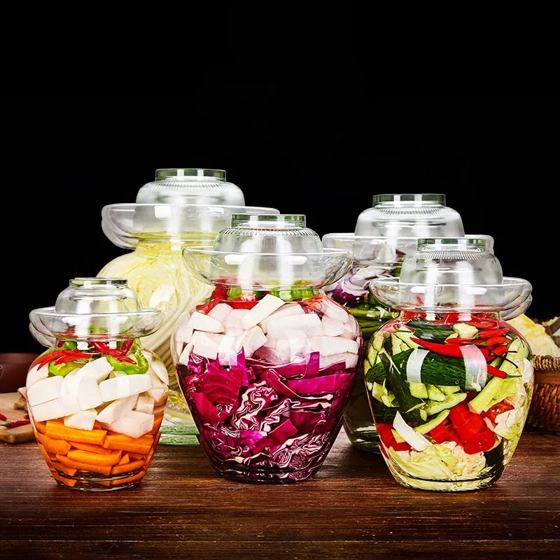 

Transparent Glass Pickle Jars Night Stains Pickled Vegetable Cabbage Sealed Container Household Food Storage Bottles Sealed Tank