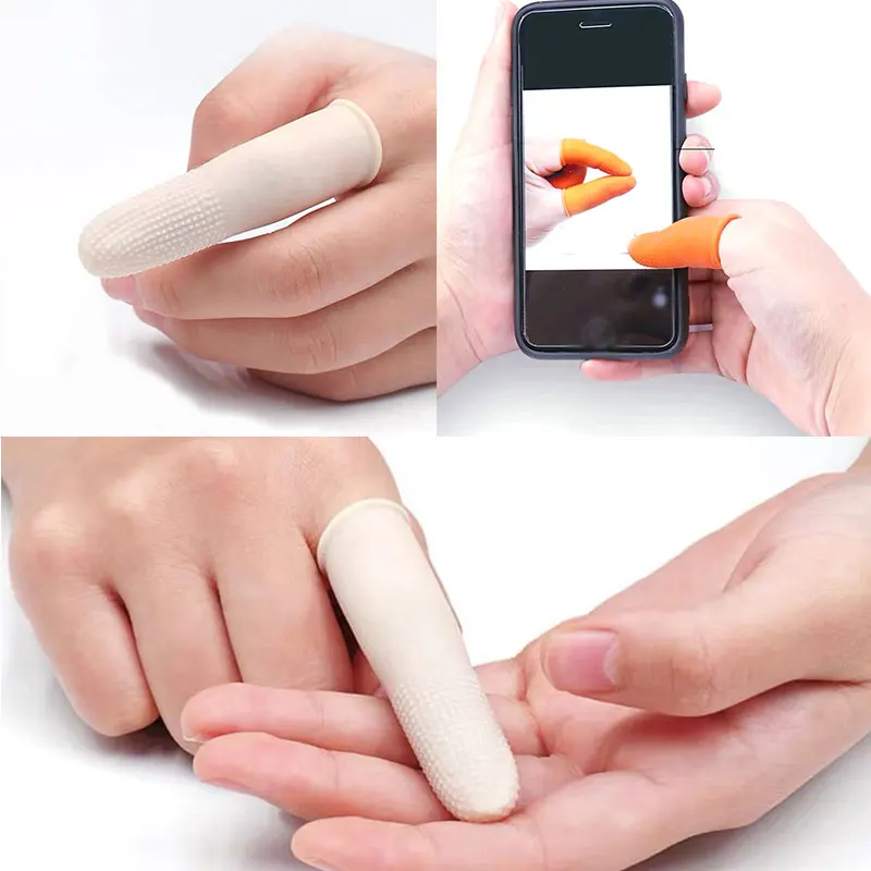 100pcs Latex Finger Golves Orange Antiskid Rubber Glove Counting Work Nail Covers Protectors Cots Antistatic Fingertip | Дом и сад