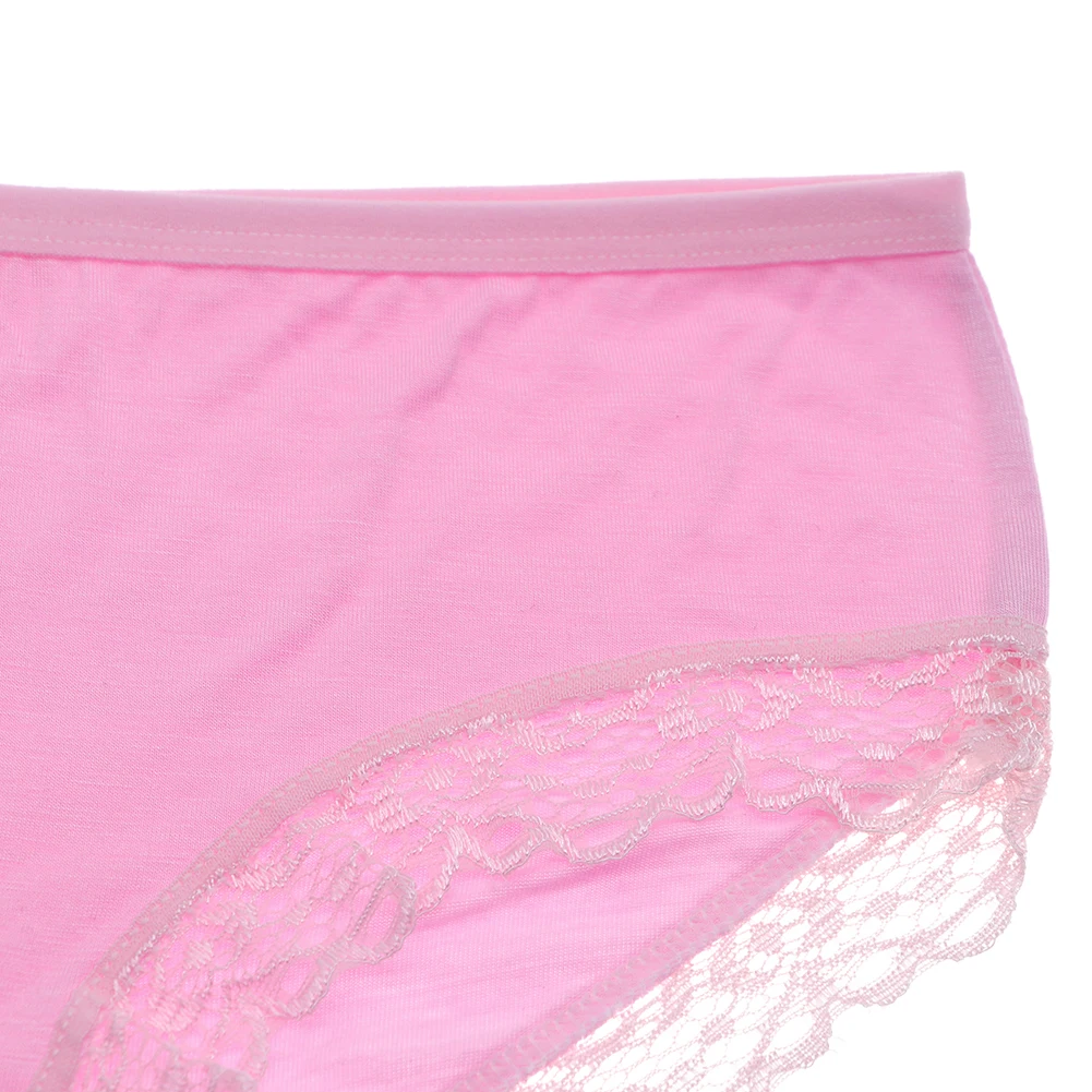 4 шт./компл. 10 однотонные хлопковые трусики с кружевом сбоку|Женские трусики| |