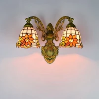 retro creative corridor double headed wall lamp american style creative colored glass living room dining room glass lamp