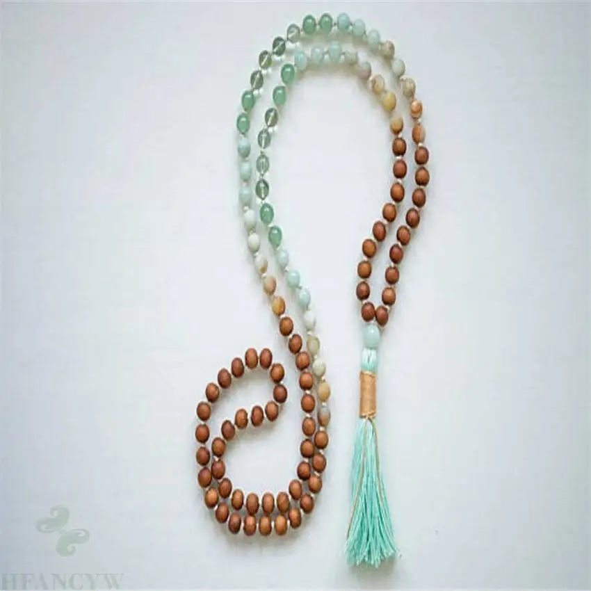 

6MM Sandalwood Seven chakra 108 Beads Tassel Mala Necklace chain Reiki yoga Veins energy pray