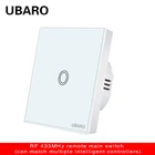 UBARO EUUK с украшением в виде кристаллов Стекло Панель Беспроводной дистанционного Управление основной сенсорный переключатель 433 МГц RF настенный Панель светильник переключатели 100-240V 1  2  3 комплекта