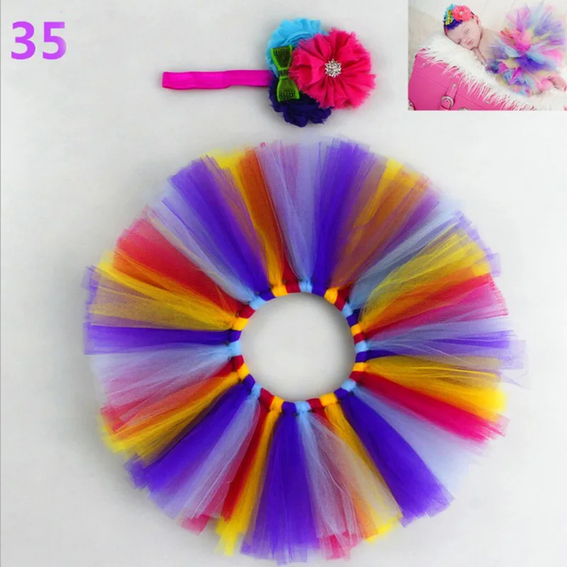 Newborn Photography Props Baby Girl Tutu Dress &amp Headband Photo Shooting Rainbow Costume New Born Fotografia Accessories | Детская