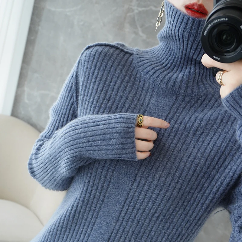 

BELIARST 100% Pure Wool Sweater Woman High Neck Pullover Slim Sexy Knitted Sweater Spring and Autumn Warm Free Shipping