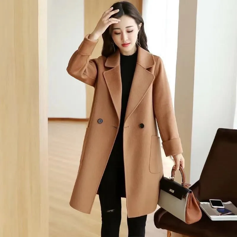 

Korean2020 Winter New Version Of Temperament, Long-term Long Loose, Thin Wool, Woolen Female Fashion Coat