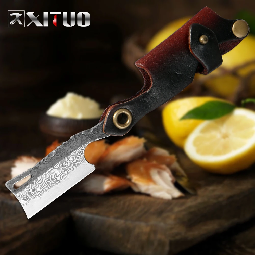 XITUO дамасский складной нож для очистки овощей мини острый бритвенный кухонный